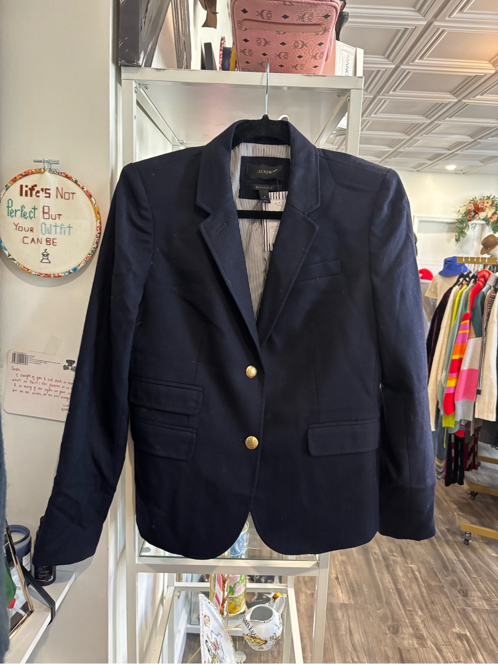 J. Crew Navy Blazer with Gold-Tone Buttons